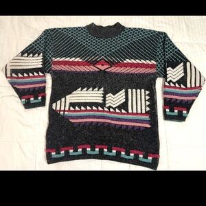VTG 80s Keren Maggie Lawrence Collection Size L/XL Women Abstract Sweater Knit